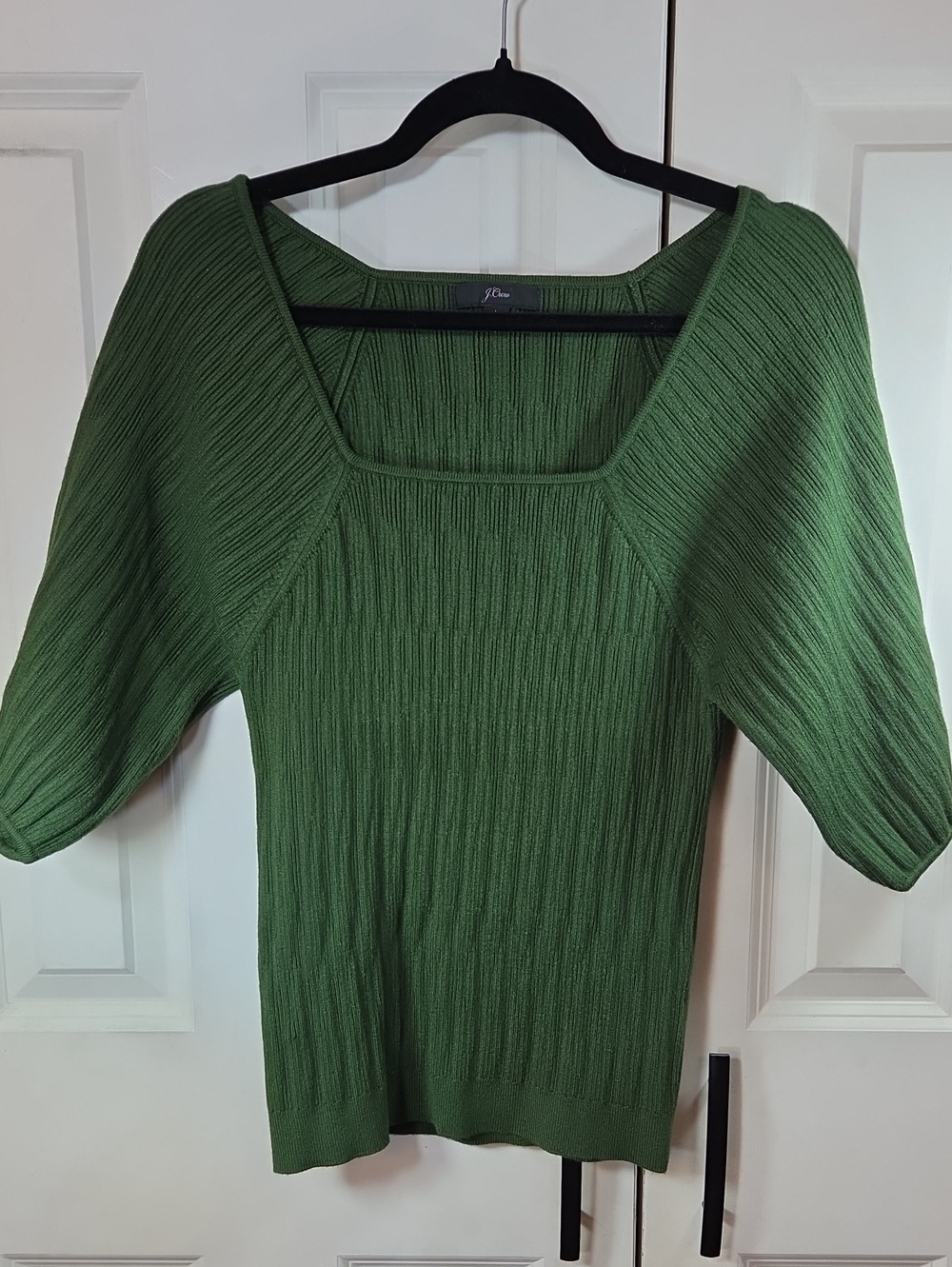 J. Crew Olive Green Ribbed Square-Neck Sweater
